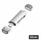 6 In 1 Card Reader USB 3.0 Memory Card Reader Adapter USB Flash Disk TF/SD Card Adapter 5Gbps Transmission For Laptop Tablet silver