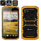 6 Inch A8 Rugged Smartphone from MFOX military standard certification MIL STD 810G and has a quad core MTK6589T CPU  2GB of RAM and Android OS