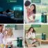 6 Inch Air Conditioner Cooling Fan With 3 Speeds 5 Sprays 7 Color Lights Portable Fan Air Cooler Humidifier green