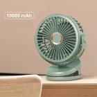 6 Inches 10000mah Clip-on Fan 3 Speeds 4 Modes 360 Degree Rotation Portable Silent Usb Rechargeable Desk Stroller Fan green