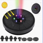 6 Led Lights Solar Fountain Pump Built In 1200mah Battery Water Pump For Bird Bath Fish Tank Pond black