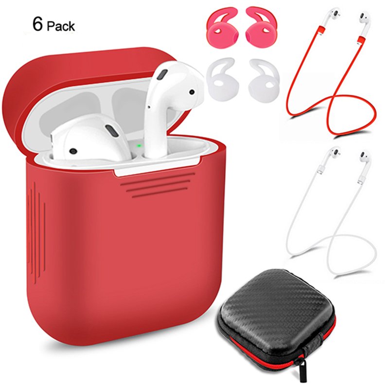 6 Pcs/Set Protective Cover for AirPods Red
