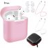 6 Pcs Set Silicone Protective Cover   Receiving box   Anti Lost Strap   Ear Cover Hooks for Apple AirPods Case Pink