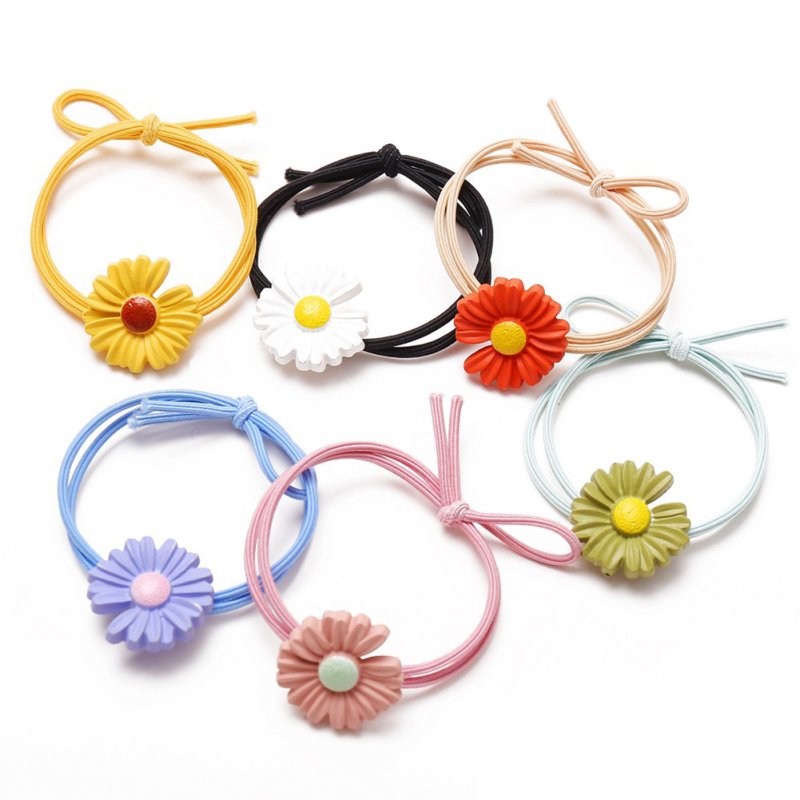 6 Piece Set Children'S Hair Tie Rubber Band Ins Small Daisy Hair Rope Hair Accessories color