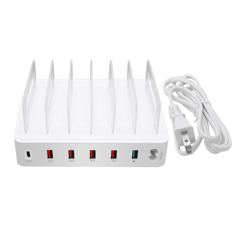 6 Port QC3.0 USB Charger Quick Charging Station Dock Multiple Devices Organizer For iPhone Dock Station EU Plug