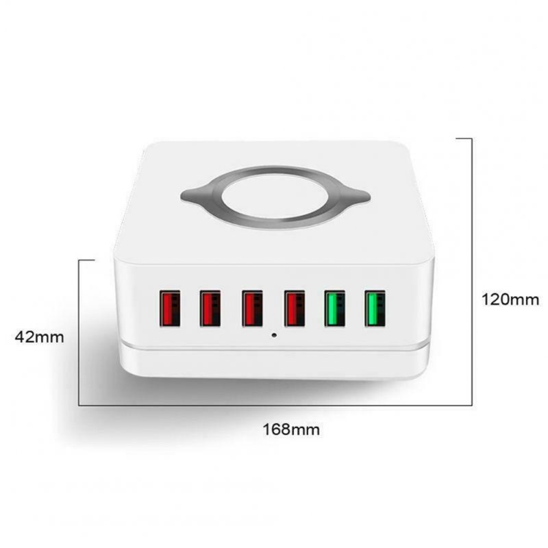 6-Port USB Qi Fast Wireless Charger Dual Quick Charge QC3.0 Charging Station UK Plug