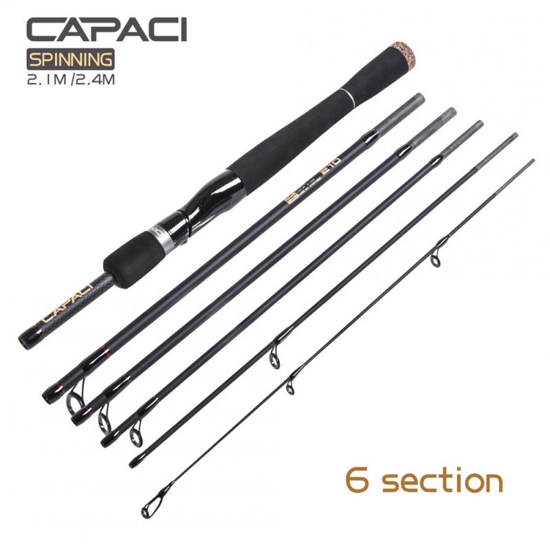 6 Section Short Lure Rod 2.1/2.4m Straight/Spear Shank Bass Sea Fishing Rod