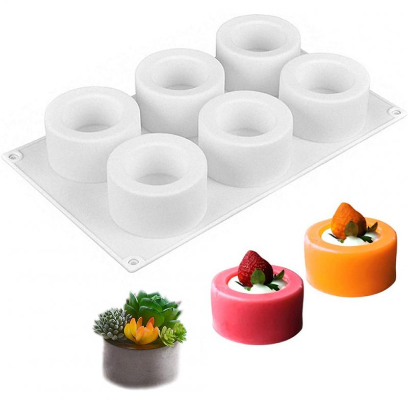 6-gird Silicone Pudding Cake Mold Baking Shaper Household Kitchen  Accessories white