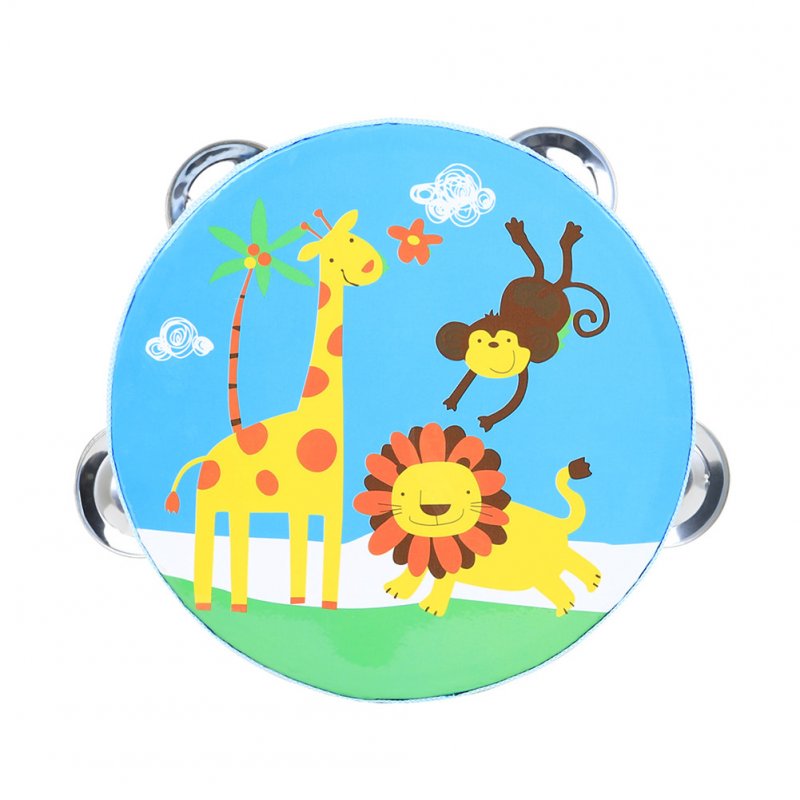 6 inch Tambourine for Children Cartoon Child-Friendly Design Popular Music Instrument for The of Rhythm and tact  Blue giraffe