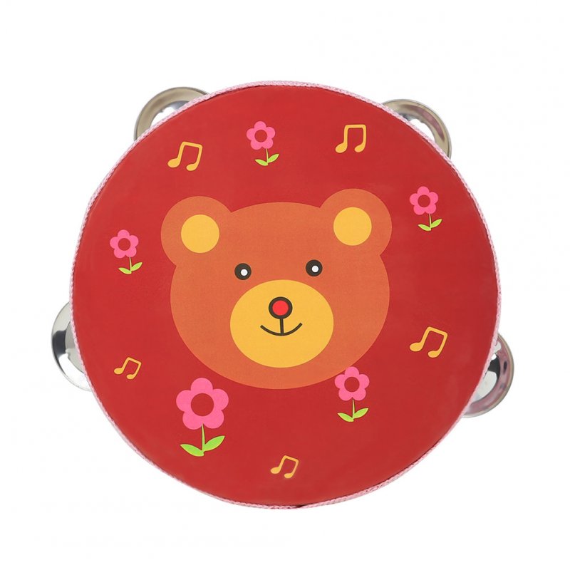 6 inch Tambourine for Children Cartoon Child-Friendly Design Popular Music Instrument for The of Rhythm and tact  Red bear