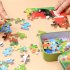 60 PCs set Cute Wooden Cartoon Animal Puzzle Game with Iron Box Early Educational Toys Baby Kids Training Toy Lovely Gifts