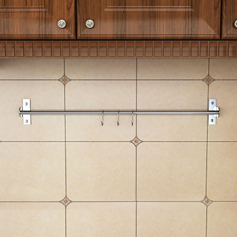 60CM Stainless Steel Storage Rack Kitchen Bathroom Organizer Hanging Shelf Decoration (with S Hook) 60CM hanging rod
