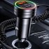 60W Car Charger USB C QC3 0 Fast Charging PD30W Type C Coiled Cable 3 Port Cigarette Lighter USB Charger With Fantasy Ring Night Light 12V 24V Universal black U