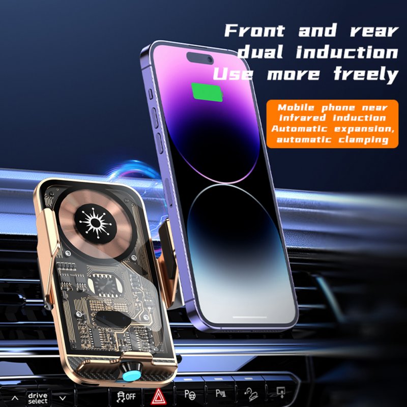 Car Phone Holder Wireless Charger 15w Fast Charging 360-Degree Rotation Automatic Infrared Sensor Bracket 