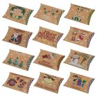 60pcs Christmas Pillow Boxes 12 Patterns Christmas Kraft Paper Gift Boxes Gift Card Holders Christmas Party Supplies 5 pieces of each style