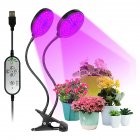 60w Grow Light Auto On/off 4/8/12h Timer Full Spectrum T5 Dimmable Brightness 3 Light Modes 156 Leds Clip On Grow Lamp 30W (two heads)