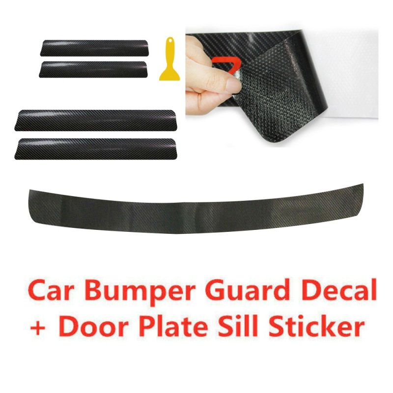 60x6.7cm Universal Car Stickers Door Sill Slipper Anti Scratch Carbon Fiber Auto Sticker Decals Photo Color