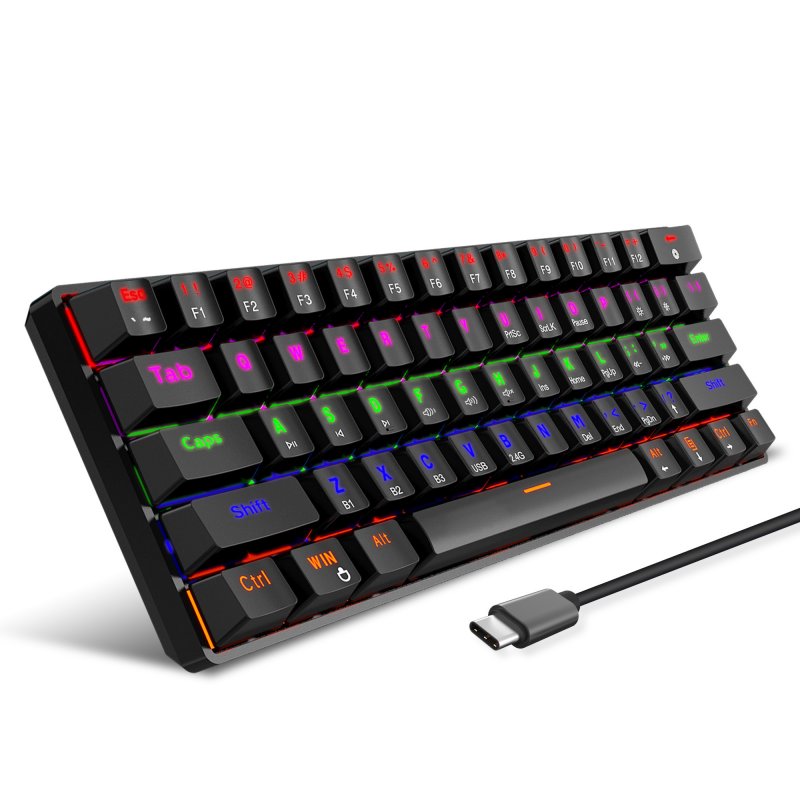61-key Gaming Mechanical  Keyboard Rgb Bluetooth-compatible Wired Mechanical Gaming Keyboard black
