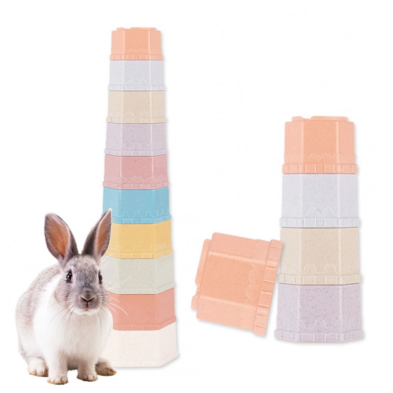 10 Pcs Stacking Cups Rabbit Accessories Reusable Multi-Colored Bunny Toys For Small Animals Bunnies Hamsters Chinchillas 