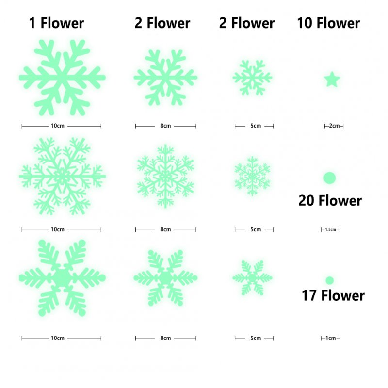 64pcs Christmas Luminous Stickers Fashion Snowflake Fluorescent Window Decals