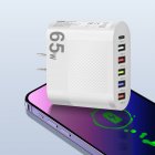 65W USB Wall Charger Block PD QC 3.0 Fast Charging Block Plug 5 USB A Ports 1 Type C Adapter For Laptops Smart Phone Tablet PC white US plug