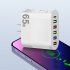 65W USB Wall Charger Block PD QC 3 0 Fast Charging Block Plug 5 USB A Ports 1 Type C Adapter For Laptops Smart Phone Tablet PC White EU plug