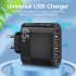 65W USB Wall Charger Block PD QC 3 0 Fast Charging Block Plug 5 USB A Ports 1 Type C Adapter For Laptops Smart Phone Tablet PC White EU plug