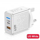 65w Usb Charger Fast Charging Plug Pd Qc 3.0 Type C Charging Adapter Compatible For Iphone Ipad Tablet white UK Plug