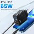 65w Usb Charger Fast Charging Plug Pd Qc 3 0 Type C Charging Adapter Compatible For Iphone Ipad Tablet black EU Plug