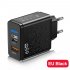 65w Usb Charger Fast Charging Plug Pd Qc 3 0 Type C Charging Adapter Compatible For Iphone Ipad Tablet black EU Plug