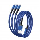 66w 5a 3 In 1 Usb Cable Super Fast Charging Data Cable Compatible For Android Iphone Type-c Devices blue