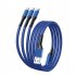66w 5a 3 In 1 Usb Cable Super Fast Charging Data Cable Compatible For Android Iphone Type c Devices blue