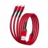 66w 5a 3 In 1 Usb Cable Super Fast Charging Data Cable Compatible For Android Iphone Type c Devices blue