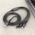 66w 5a 3 In 1 Usb Cable Super Fast Charging Data Cable Compatible For Android Iphone Type c Devices blue