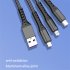 66w 5a 3 In 1 Usb Cable Super Fast Charging Data Cable Compatible For Android Iphone Type c Devices blue
