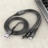 66w 5a 3 In 1 Usb Cable Super Fast Charging Data Cable Compatible For Android Iphone Type c Devices black