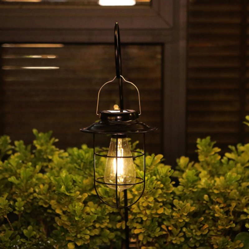 Outdoor Solar Lantern Lamp IP44 Waterproof Vintage Metal Solar Lights With Tungsten Bulb For Patio Garden Decor 