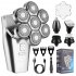 6D Head Shavers for Men 5 in 1 7 Blades Waterproof Electric Shaver Beard Trimmer Hair Clipper Silver USB