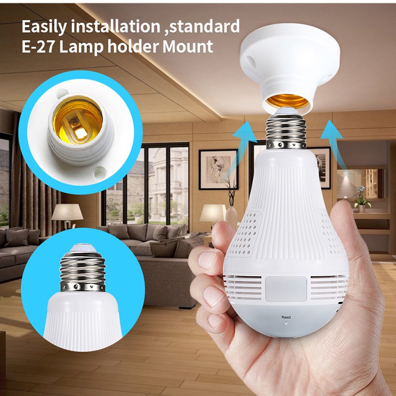 Camera Wifi 360 Security Camera Bulb Lampada Ip Lamp Wireless Panoramic Home Cctv Fisheye Home Security 