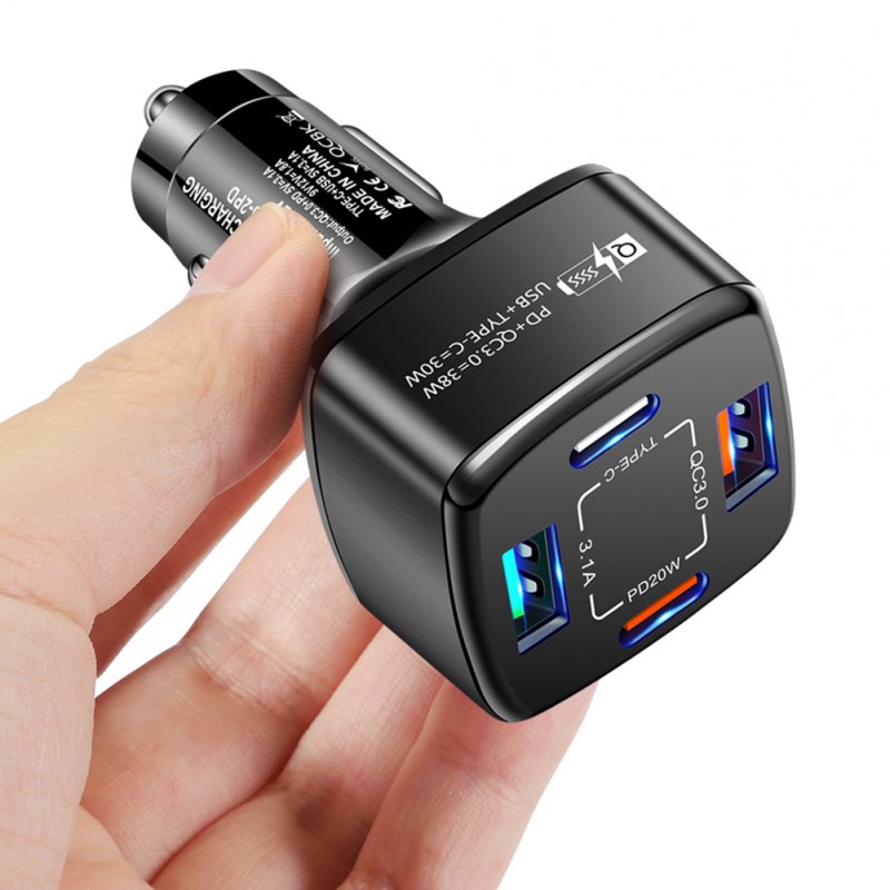 4-in-1 Usb Charger Fast Charging Dock Type-c 38w Pd Qc3.0 3.1a 2usb Dual Line Car Charger Adapter 