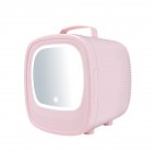 6L Mini Skincare Fridge With LED Lighted Mirror, Cooler And Warmer, Portable Personal Beauty Refrigerator For Refrigerating Make Up, Skin Care And Food pink