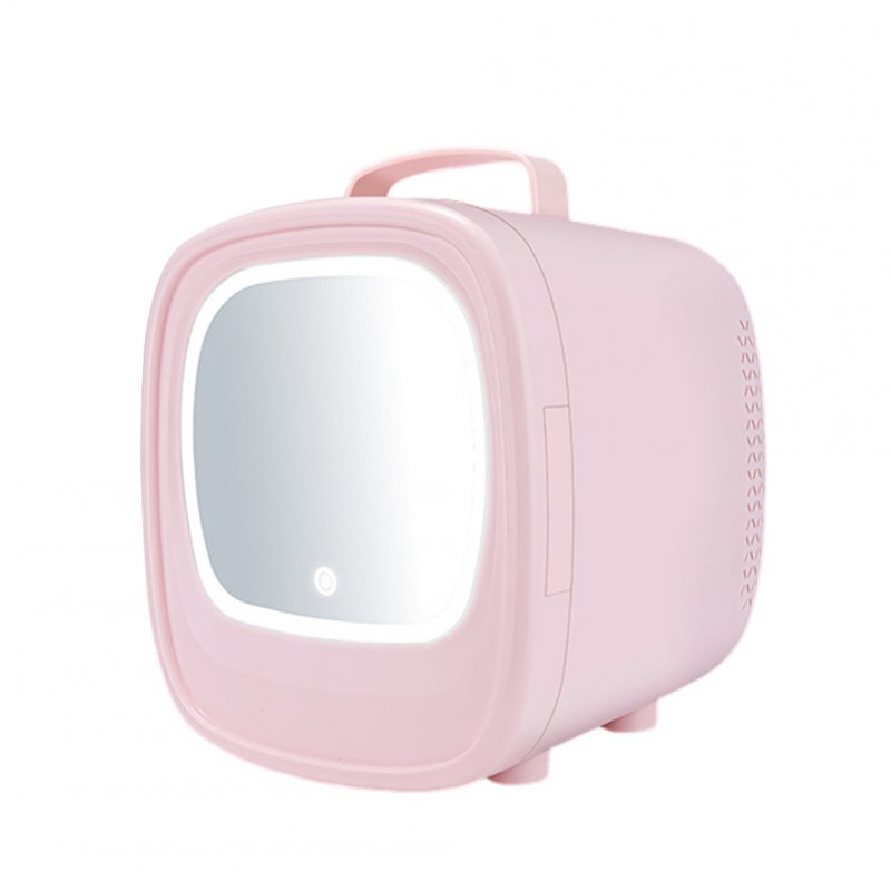 6L Mini Skincare Fridge With LED Lighted Mirror, Cooler And Warmer, Portable Personal Beauty Refrigerator For Refrigerating Make Up, Skin Care And Food pink