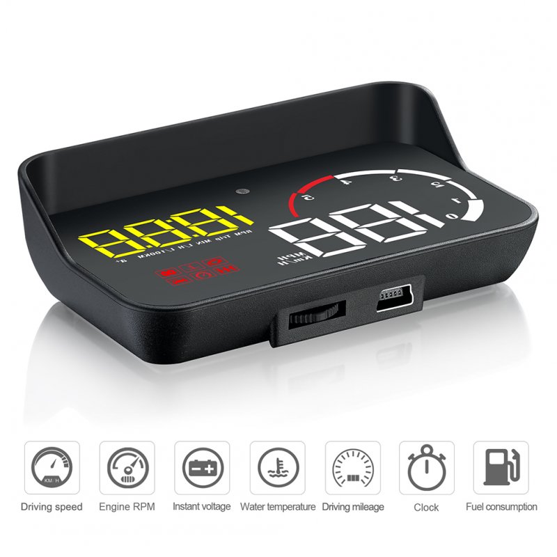 Car Hud Head-up Display M10 HD Windshield Projector Obd Overspeed Warning 