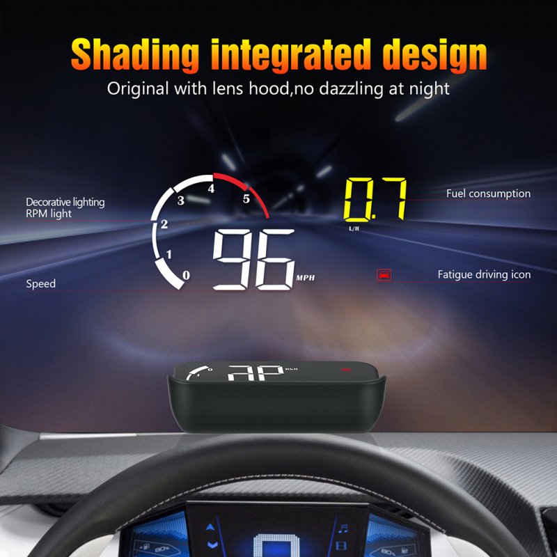 Car Hud Head-up Display M10 HD Windshield Projector Obd Overspeed Warning 