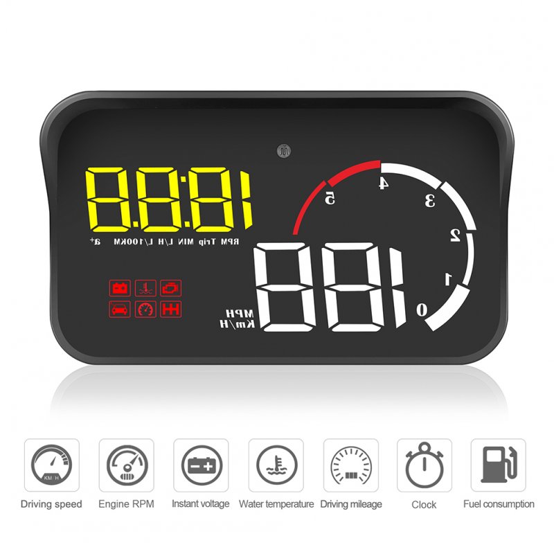 Car Hud Head-up Display M10 HD Windshield Projector Obd Overspeed Warning 