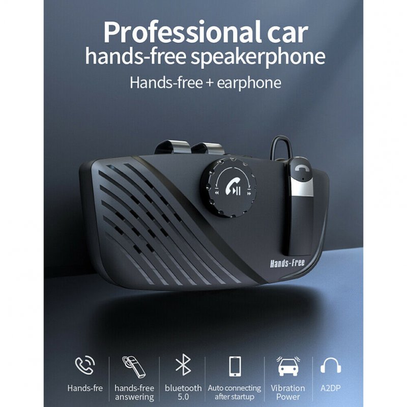 2-in-1 Handsfree Speakerphone Car Kit Sun Visor Wireless Bluetooth 