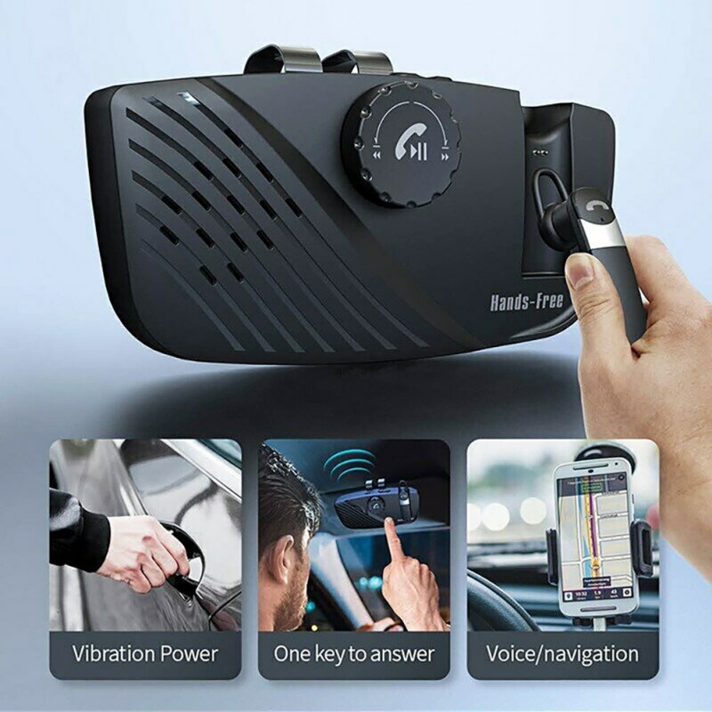 2-in-1 Handsfree Speakerphone Car Kit Sun Visor Wireless Bluetooth 