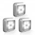 6LEDs Smart Square Shape Motion Sensor Night Light Cabinet Lamp for Home Supplies White light Silver