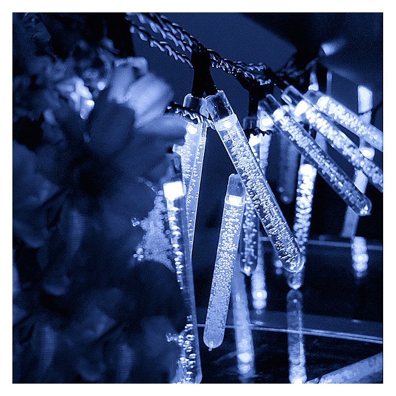 6M 30LEDs Waterproof Solar Powered Icicle Shape String Lights for Outdoor Tree Decor White light_(ME0004501)
