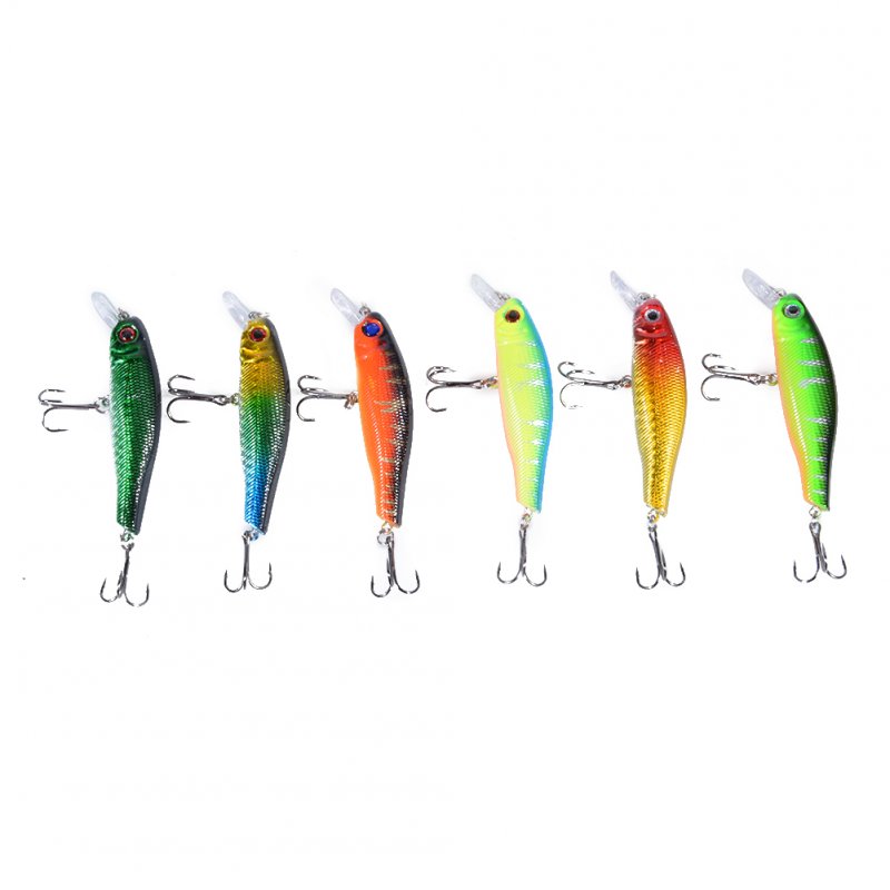 6PCS 8.5CM Plastic Hard Bait Crankbait Treble Hooks Fishing Lure 6 Colors Mixed 6 colors mixed